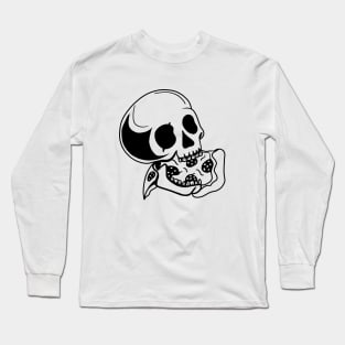 Skull Eating Pizza Long Sleeve T-Shirt